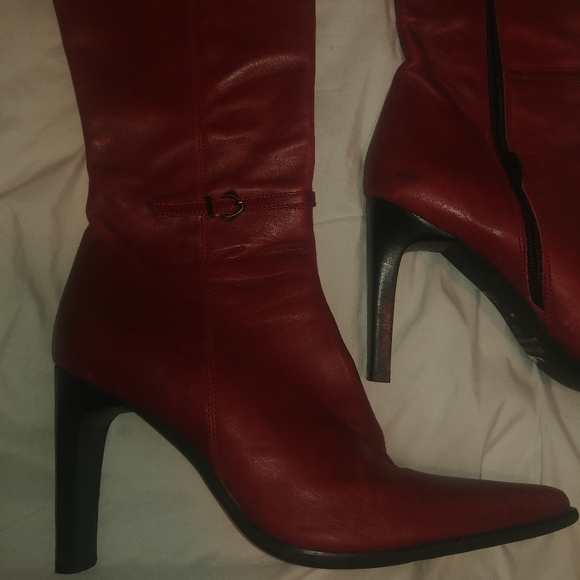Red Leather Boots - Picture 2 of 3